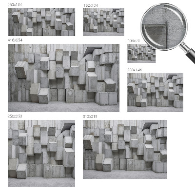 3D fototapet med motiv af betonblokke