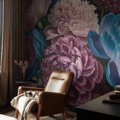 Non-woven fototapet med et farverigt blomstermotiv