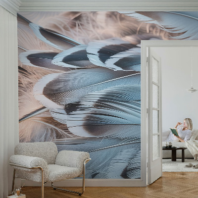 Modern fototapet med blå fjer