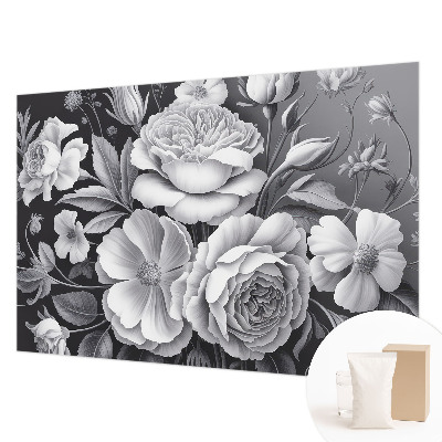 3D fototapet Grå blomster