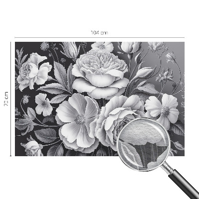 3D fototapet med grå blomster i realistisk 3D-design