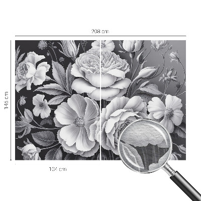 3D fototapet med grå blomster i realistisk 3D-design