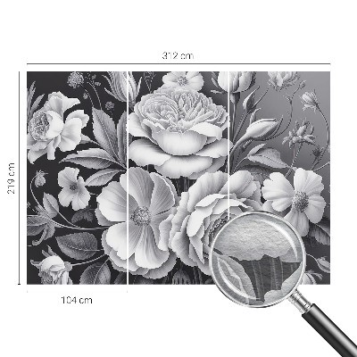 3D fototapet Grå blomster