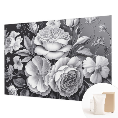 3D fototapet Grå blomster