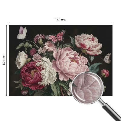 Fotovæg Pæoner og sommerfugle