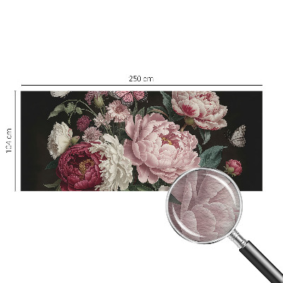 Fotovæg Pæoner og sommerfugle