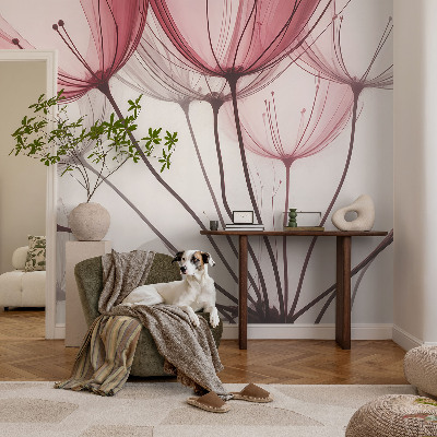 Fototapet stue med blomstersilhuetter