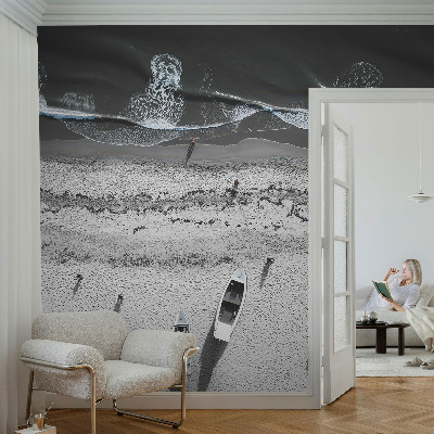 Stor fototapet med motiv af en strand