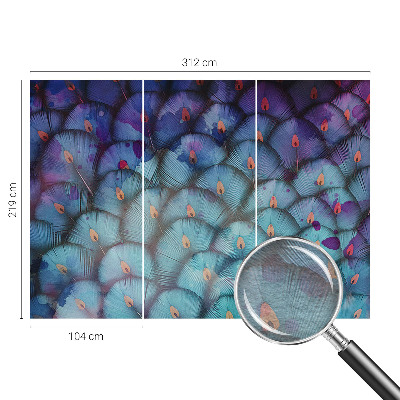 Fototapet stue med et farverigt fjerdesign