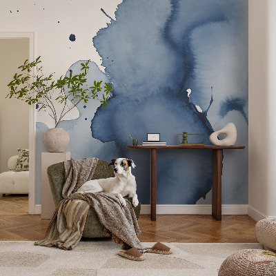 Fotovæg stue Marineblå stænk