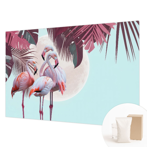 3D fototapet med motiv af eksotiske fugle