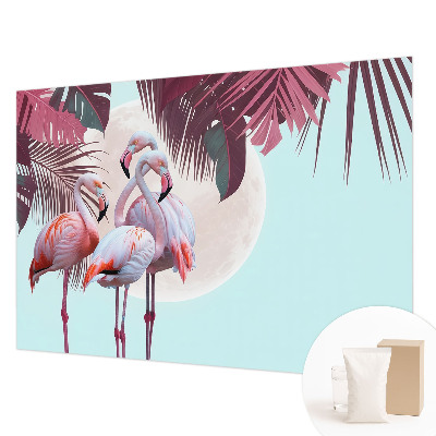 3D fototapet med motiv af eksotiske fugle
