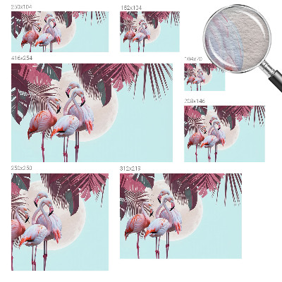 3D fototapet med motiv af eksotiske fugle