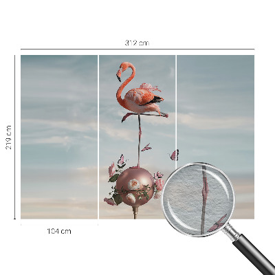 Fototapet stue med et elegant motiv af en flamingo