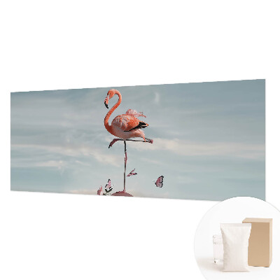 Fototapet stue med et elegant motiv af en flamingo