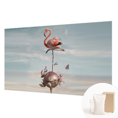 Fototapet stue med et elegant motiv af en flamingo