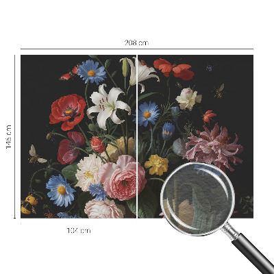 Fototapet med blomstermotiv og insekter