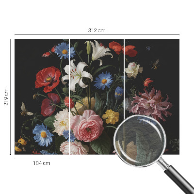 Fototapet med blomstermotiv og insekter
