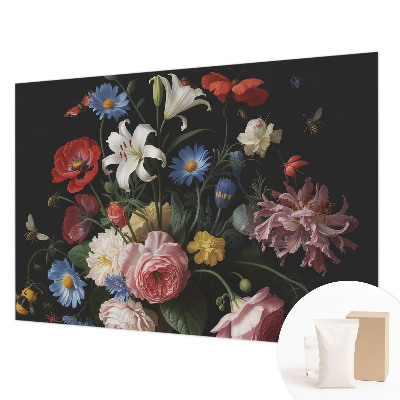Fototapet med blomstermotiv og insekter