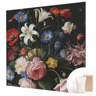 Fototapet med blomstermotiv og insekter