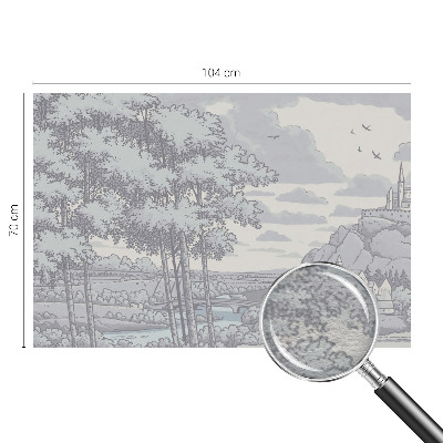 3D fototapet med motiv af et eventyrlandskab