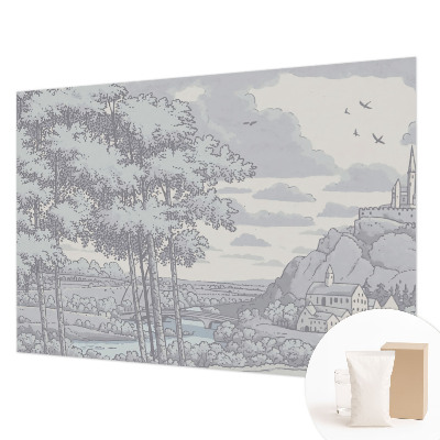 3D fototapet med motiv af et eventyrlandskab