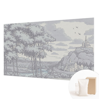 3D fototapet med motiv af et eventyrlandskab