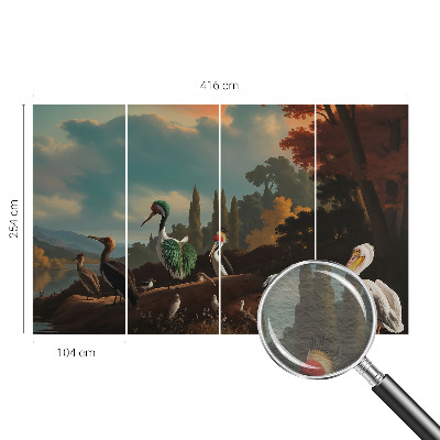 Non-woven fototapet med malerisk motiv af fugle