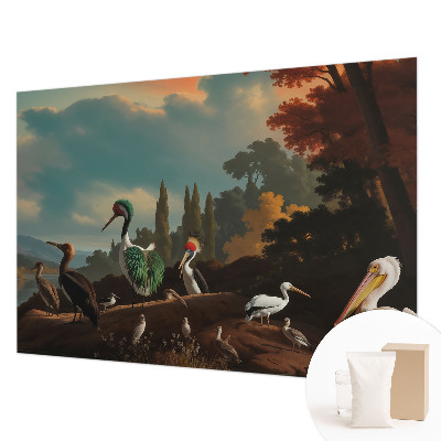 Non-woven fototapet med malerisk motiv af fugle