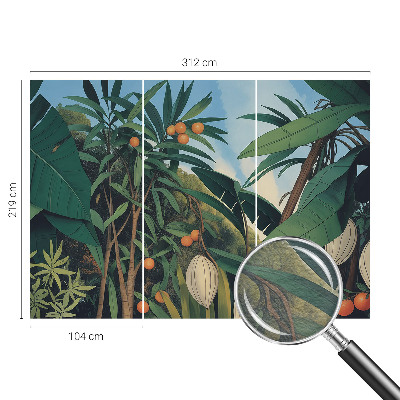 Fotovæg stue med tropisk junglemotiver