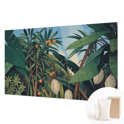 Fotovæg stue med tropisk junglemotiver