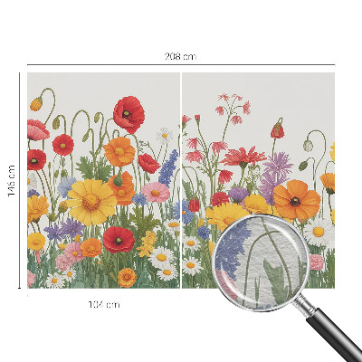 Fotovæg soveværelse med motiv af blomstereng