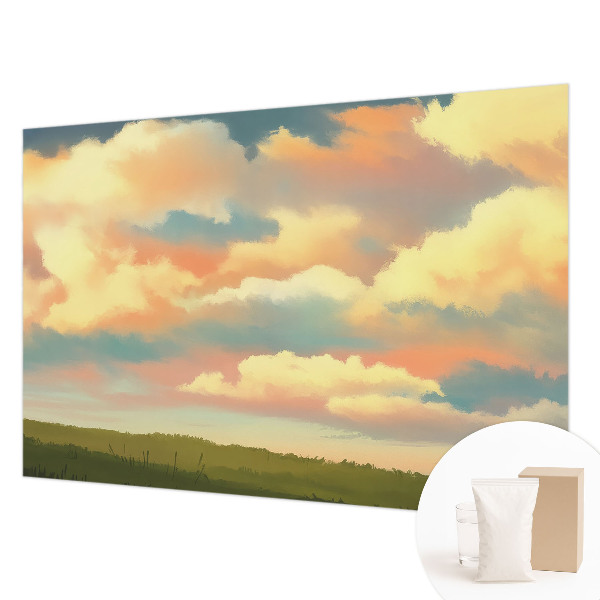3D fototapet med motiv af himmel og skyer