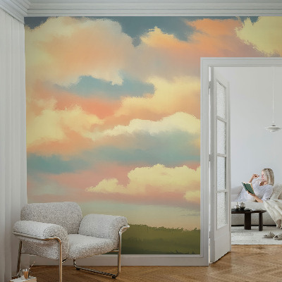 3D fototapet med motiv af himmel og skyer