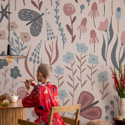 Fototapet på mål Blomster insekter