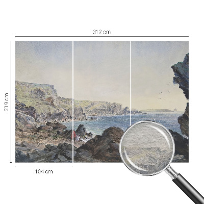 3D fototapet med motiv af en stille kyst