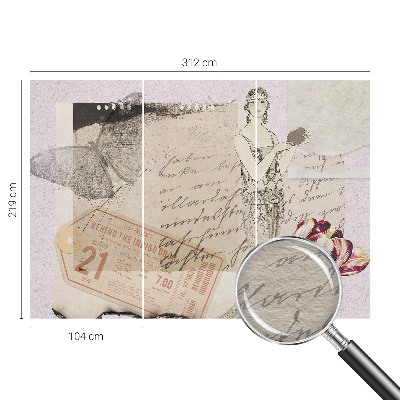 Fototapet børneværelse i nostalgisk collage-design