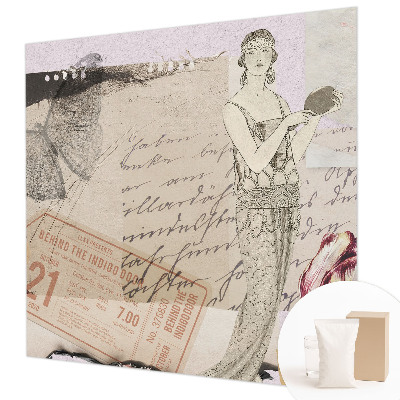 Fototapet børneværelse i nostalgisk collage-design