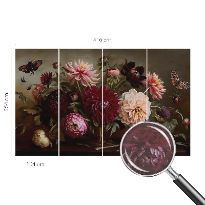 Fotovæg soveværelse med blomstermotiv i majestætisk stil