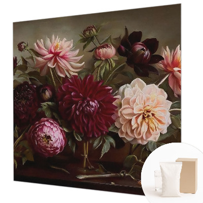 Fotovæg soveværelse med blomstermotiv i majestætisk stil