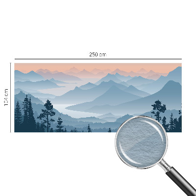 Fotovæg stue med bjergpanorama