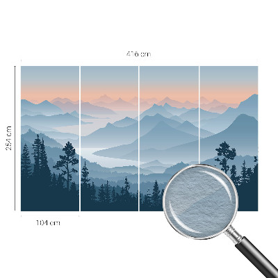 Fotovæg stue med bjergpanorama