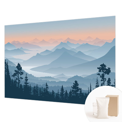 Fotovæg stue med bjergpanorama