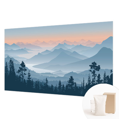 Fotovæg stue med bjergpanorama