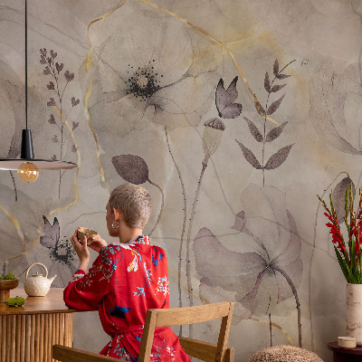 Høj kvalitet fototapet Delikate blomster