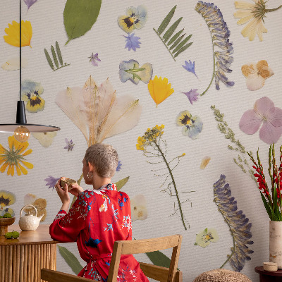 Fototapet soveværelse med forårsblomster
