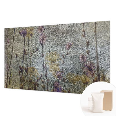 Fototapet stue med motiv af vilde blomster