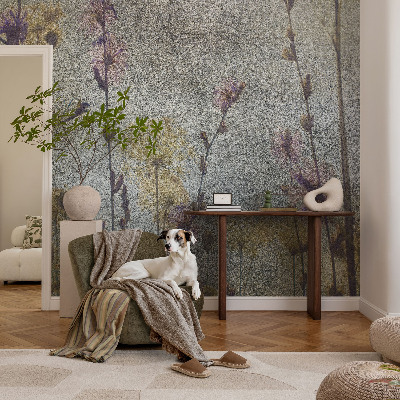 Fototapet stue med motiv af vilde blomster