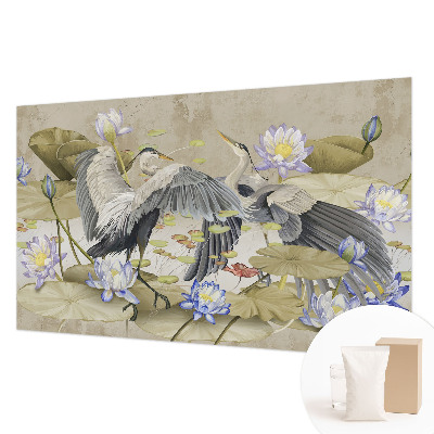 3D fototapet Fugle og liljer