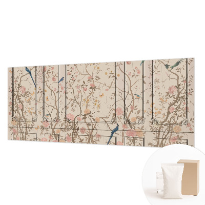 Fototapet efter mål med motiv af fugle og blomster
